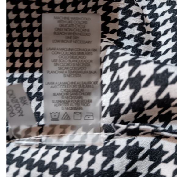 CALVIN KLEIN Classic Houndstooth Blouse Top Large Career Dressy Office V-Neck - Picture 6 of 8